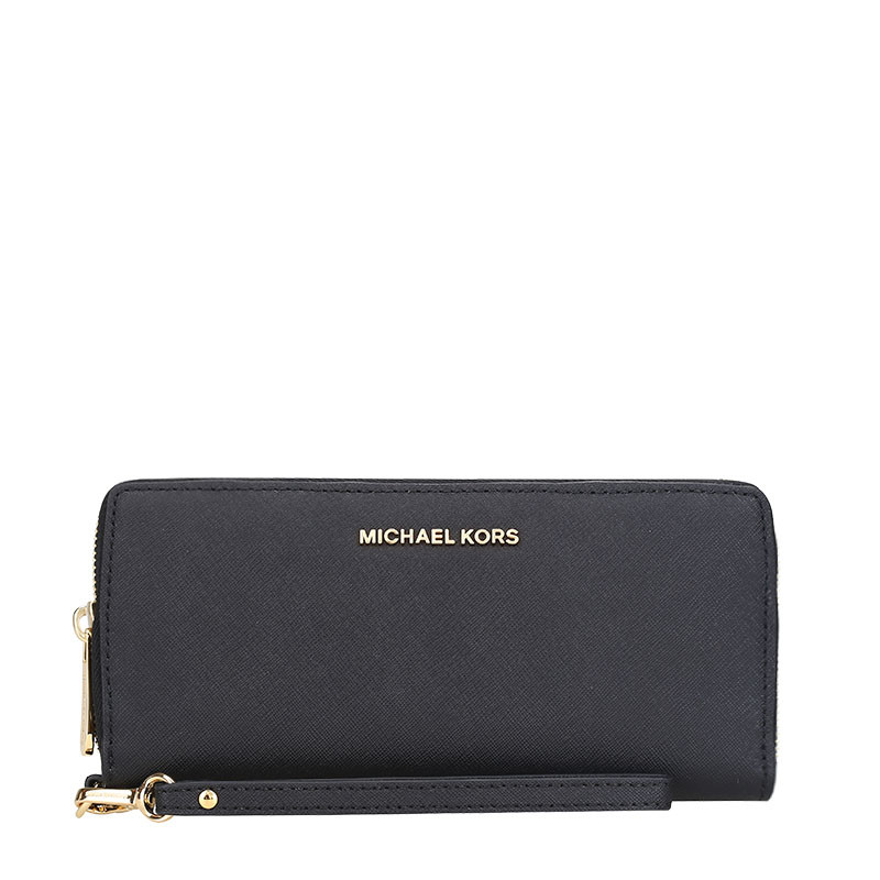 Michael Kors/迈克·科尔斯 女士Jet Set长款拉链腕带钱包 32S5STVE9L 黑蓝色