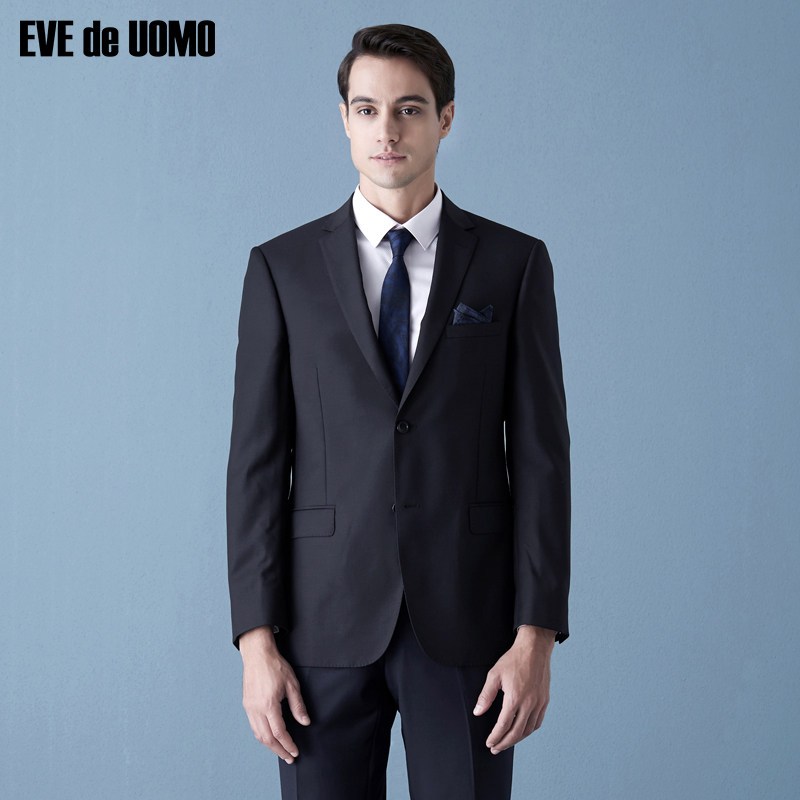 EVEdeUOMO/依文商务西装外套男士羊毛修身青年西服上衣_1 75D 藏蓝色