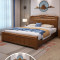 景山百岁 床 实木床 现代中式橡木床1.8米1.5m全实木大床双人婚床储物高箱床卧室家具纯木质床架981# 1.5*2米高箱床