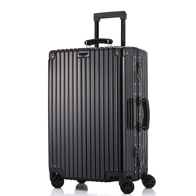 SWISSGEAR瑞士军刀行李箱铝框拉杆箱新品金属万向轮行李箱旅行箱 登机箱PC+ABS箱包 26寸L7008 黑色 26寸