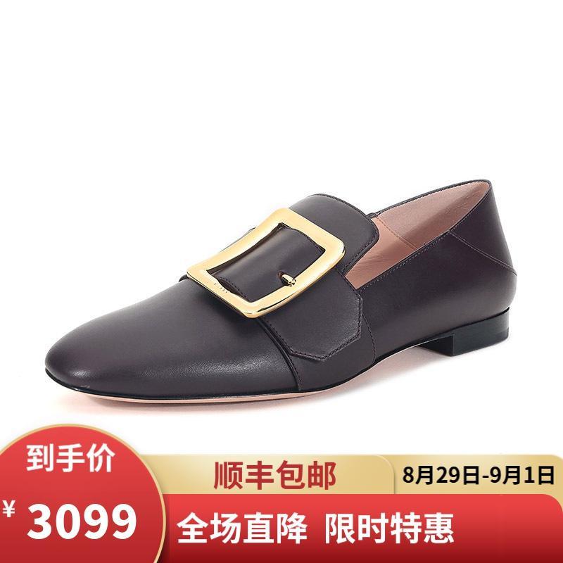 BALLY 巴利 女士 羊皮方扣可踩脚平底鞋 JANELLE 440-棕褐色 6