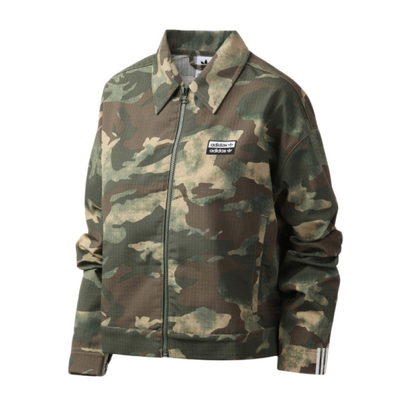 adidas阿迪达斯三叶草女装运动服休闲迷彩夹克外套ED7458 32 ED7458军绿色