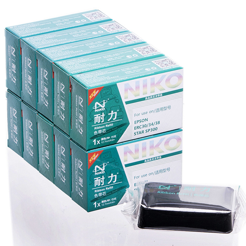 耐力ERC30/34/38色带适用爱普生TMU220 M188D M-U310 TMU370 MU375 260 黑色色带芯10支装
