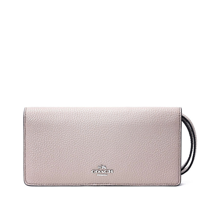 COACH/蔻驰 女钱包长款腕带对折钱夹 多卡位 57872 卡其色