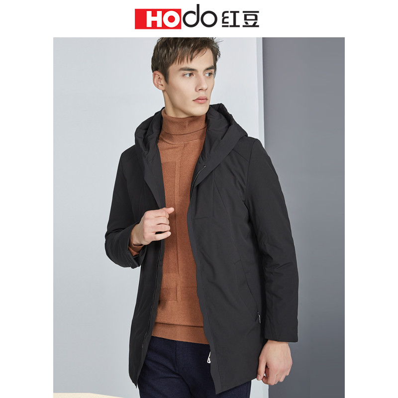 HODO红豆男装 男士羽绒服 2019冬季新款商务简约舒适气质连帽羽绒服外套男