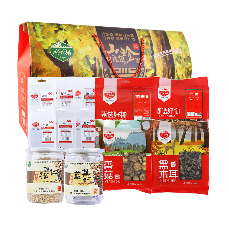 岭味(Lingwei) 山珍大礼包大兴安岭 五谷杂粮坚果混合礼盒 12种/盒