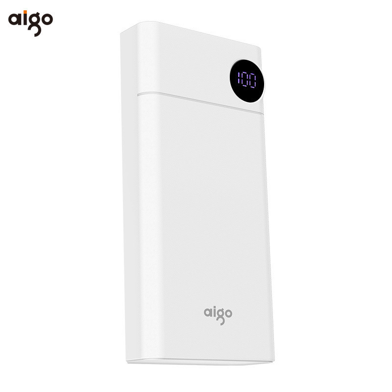 aigo爱国者移动电源F20000 大容量聚合物锂离子电芯 双输入双输出20000毫安 飞机可携带3D晒纹工艺白色