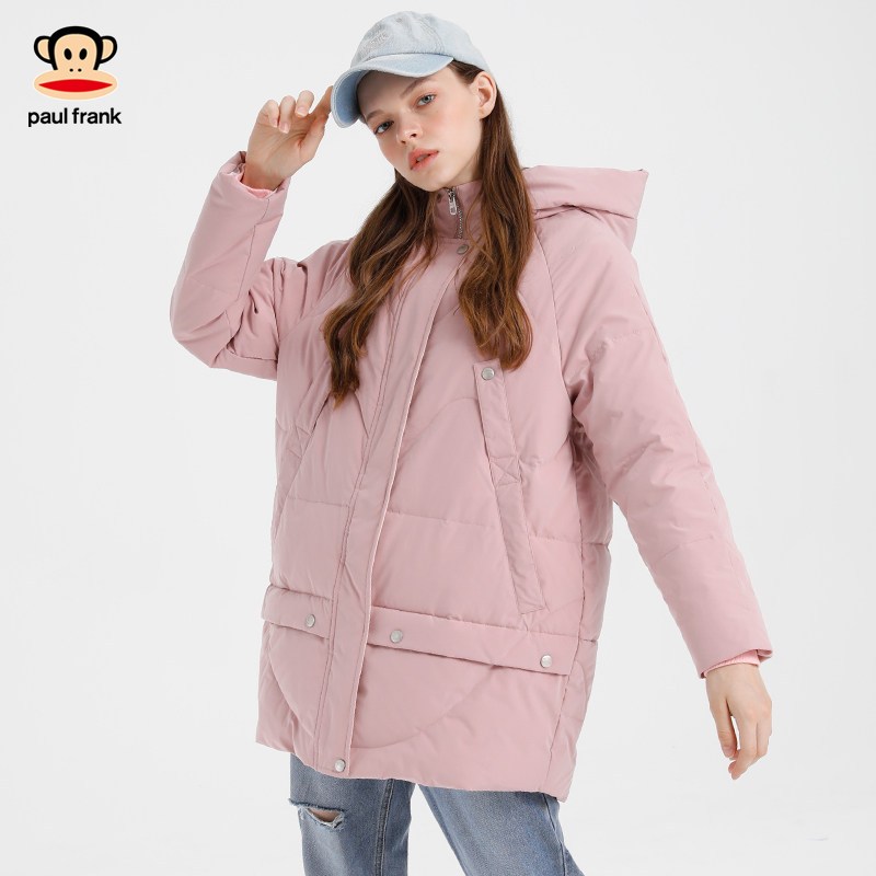 PaulFrank/大嘴猴冬装2019年新款棉衣女韩版宽松学生可爱棉服X XL 粉红