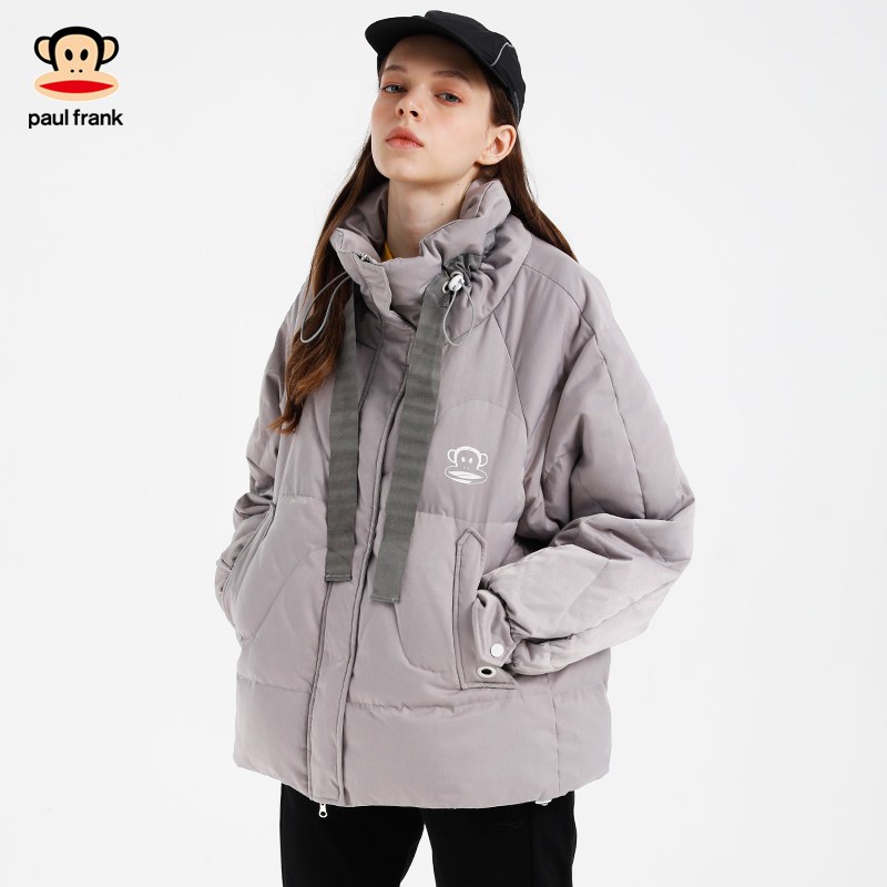 PaulFrank/大嘴猴秋冬2019羽绒服女宽松韩版时尚立领印花潮X XL 灰色