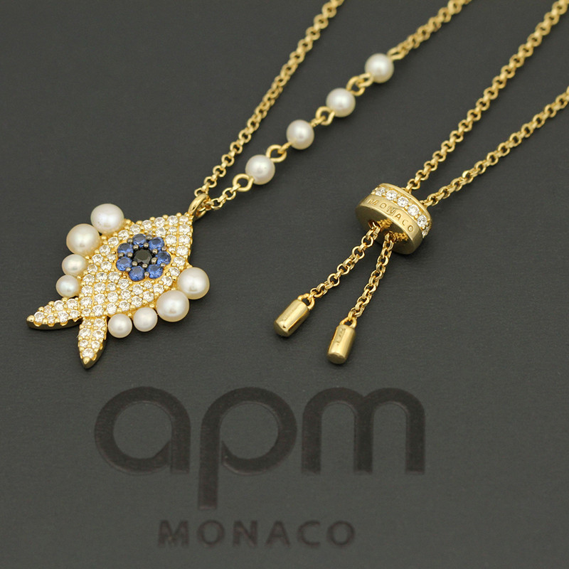 apm MONACO幸运小鱼珍珠项链 时尚金