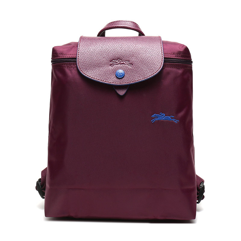 Longchamp 珑骧 女款LE PLIAGE系列织物可折叠双肩包 1699 619 P22-紫红色