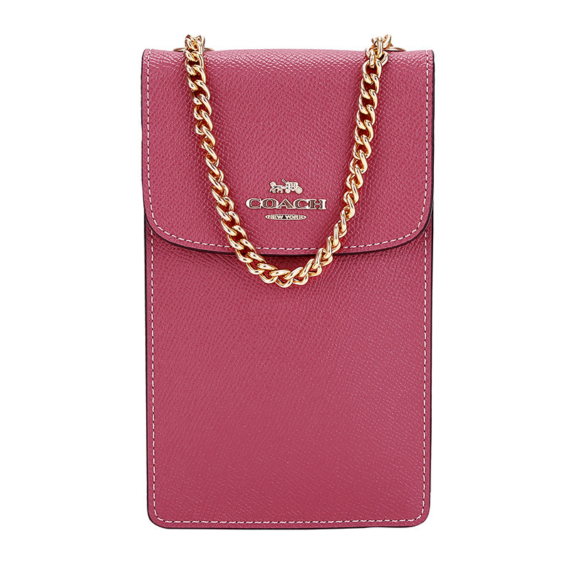 COACH 蔻驰 奢侈品 女士玫红色皮革单肩斜挎手机包链条包 F37543 IMROU 玫红色