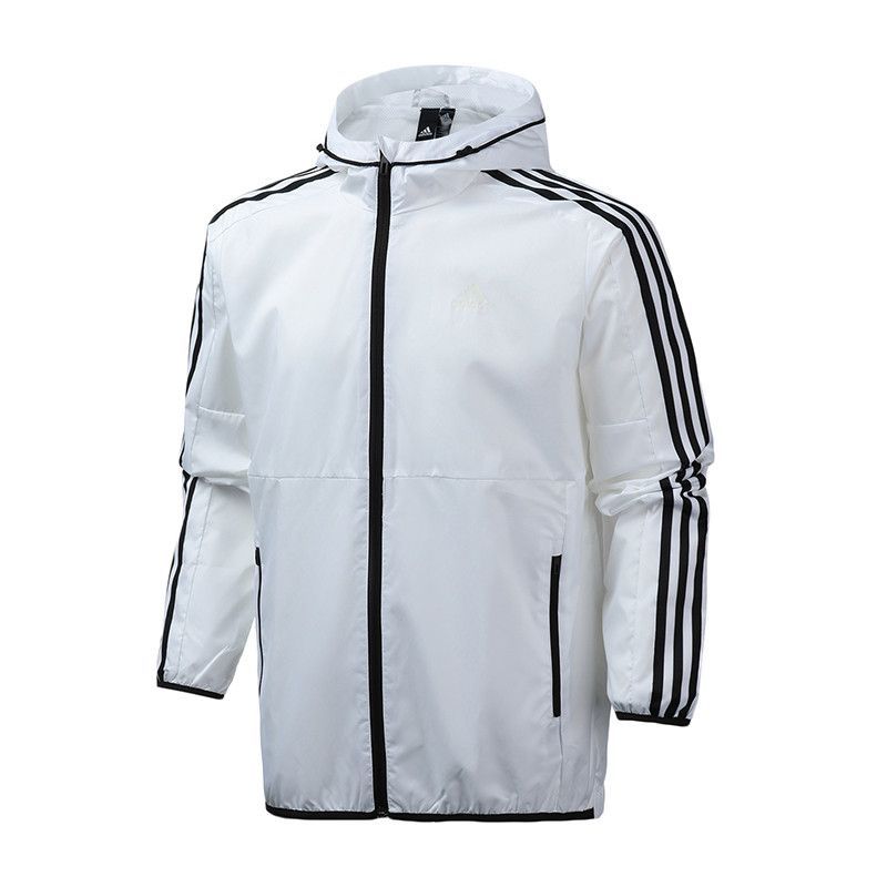 【自营】阿迪达斯男服外套夹克防风服三条纹梭织休闲运动服装EH3806 XXL EH3806白色