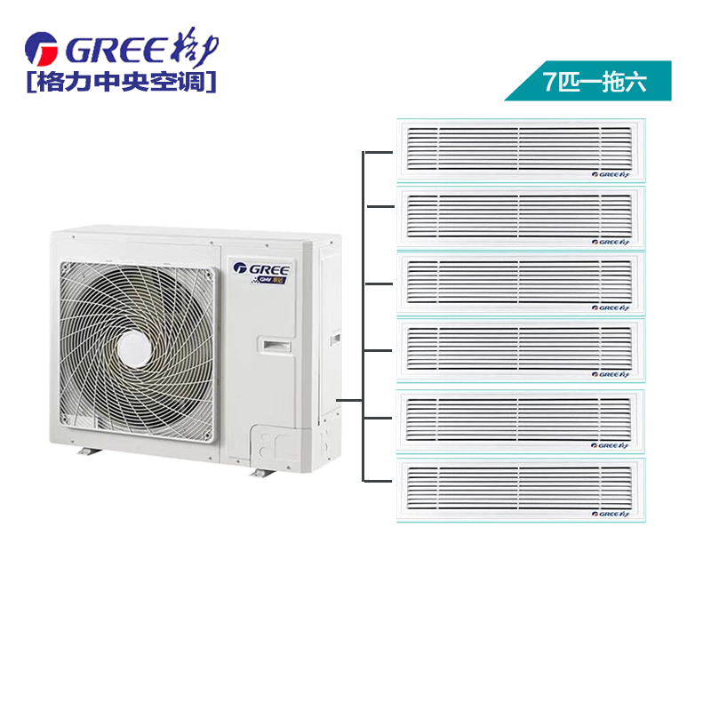 格力（GREE）中央空调7匹一拖六套组 一级能效变频 多联风管机嵌入式空调 雅居系列 GMV-H160WL/F