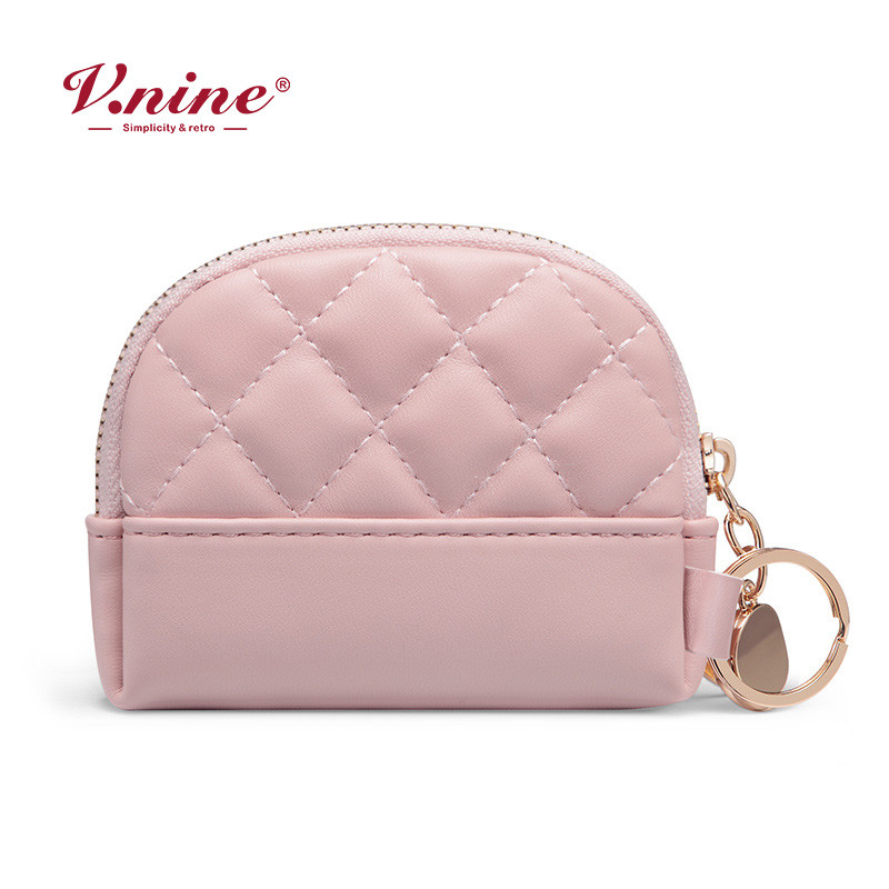 第九城（V.NINE） 包包女钱包2019新款迷你简约钱包卡包小清新硬币包 粉色