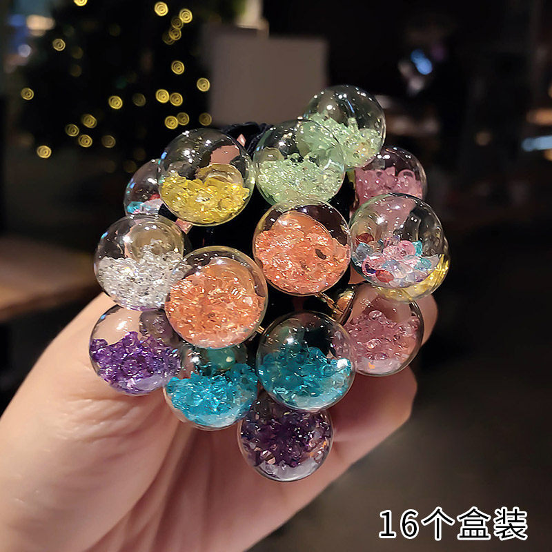 迪鲁奥（DILUAO)【新款上新】女童饰韩国儿童扎头橡皮筋绳可爱公主宝宝头绳饰女童不伤圈头饰 2#五彩小碎石【流动款-易碎-谨慎购买】(16个)