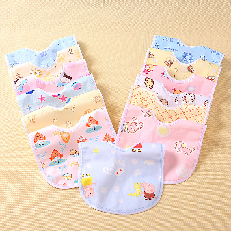 迪鲁奥（DILUAO)宝宝吃饭兜婴儿天鹅绒围嘴防水暗扣儿童口水巾婴幼儿围兜5条/10条 3色随机5条装 默认尺寸