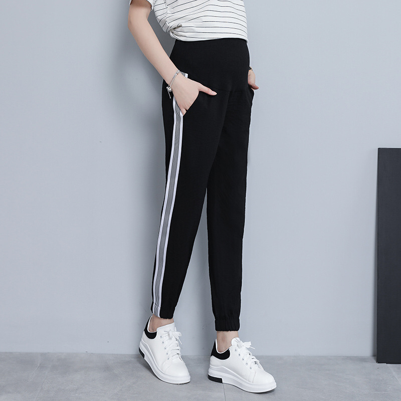 迪鲁奥（DILUAO)新款上市孕妇裤子夏季薄款外穿宽松春秋打底运动裤雪纺休闲裤长裤夏装_793 886款-黑色 M