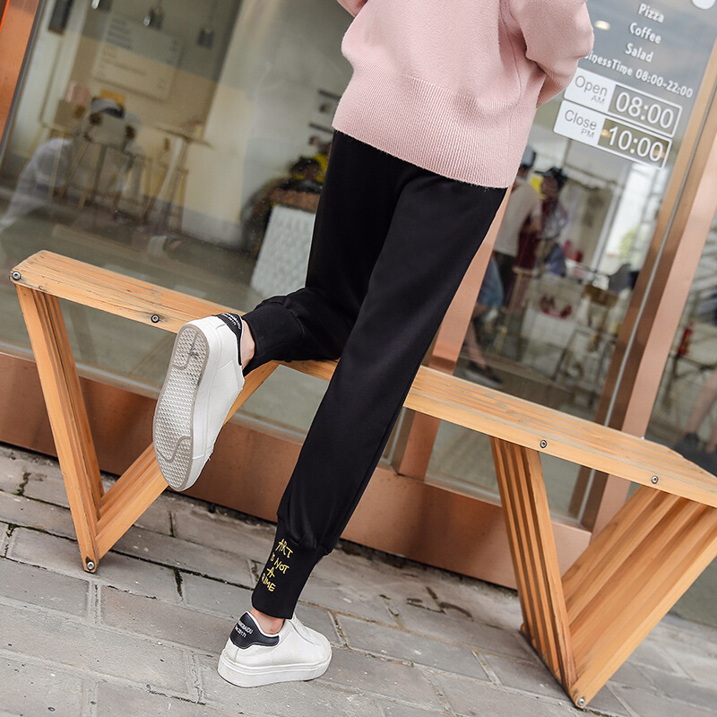 迪鲁奥（DILUAO)新款上市孕妇裤子夏季薄款外穿宽松春秋打底运动裤雪纺休闲裤长裤夏装_793 827-秋款-黑色 M