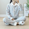 迪鲁奥（DILUAO)月子服秋冬季产后哺乳秋季夹棉加厚保暖纯棉喂奶衣空气棉产妇睡衣_633 条纹兔子灰 XL【建议产后145-165斤】