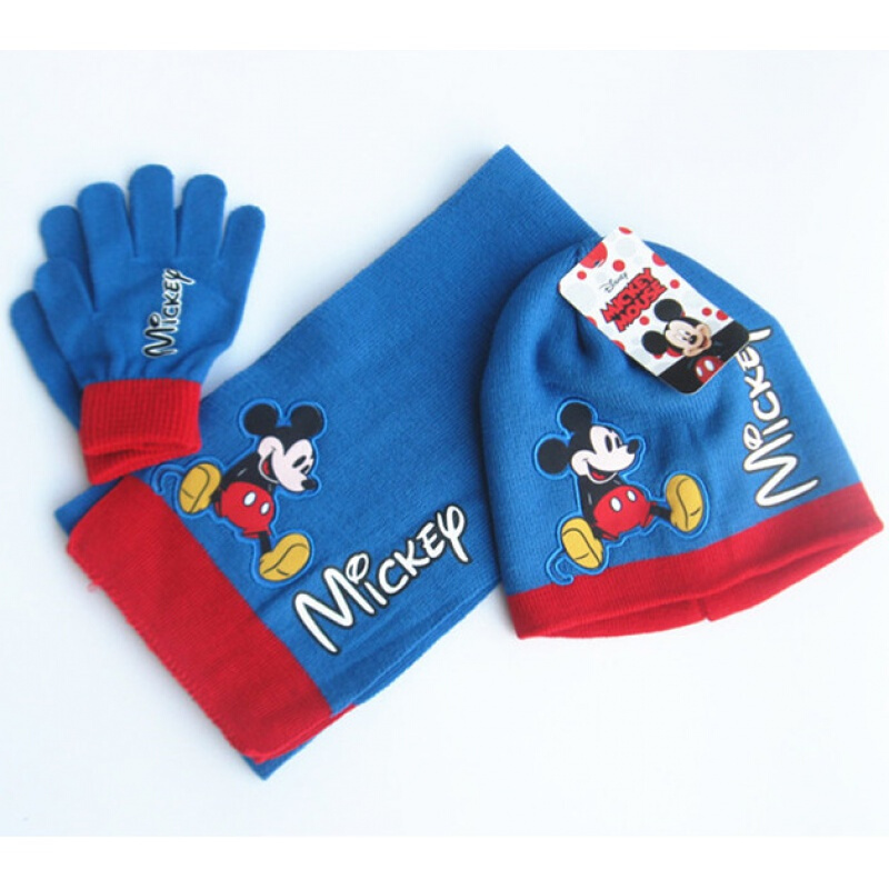 迪鲁奥（DILUAO)圣诞节新年儿童蜘蛛侠帽子手套围巾三件套男孩宝秋冬保暖 蓝色护耳套装蜘蛛侠 4-8岁 孔雀蓝米奇三件 默认尺寸