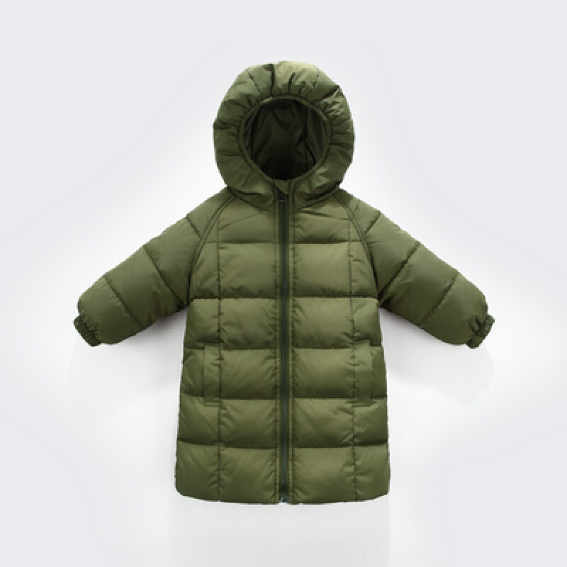 迪鲁奥（DILUAO)2019新款儿童羽绒服中长款宝宝冬装男女童小童加厚童装婴儿1-3岁 军绿色 130cm