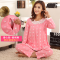 迪鲁奥（DILUAO)产妇纯棉月子服春秋孕妇睡衣 春夏季薄款产后加肥大码200斤哺乳期_968 爱心款-蜜桃粉 L(110-140斤)