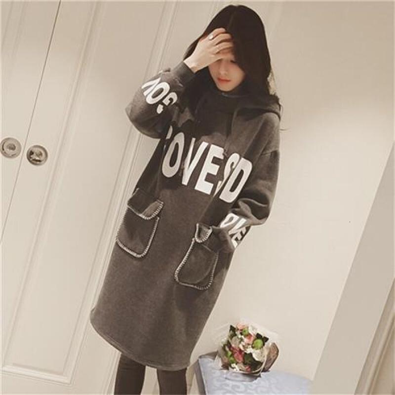 迪鲁奥（DILUAO)孕妇加绒卫衣中长款 孕妇连帽卫衣裙 孕妇装秋冬加厚连帽卫衣宽松大码孕妇卫衣b1019- 深_797 默认颜色 XXL