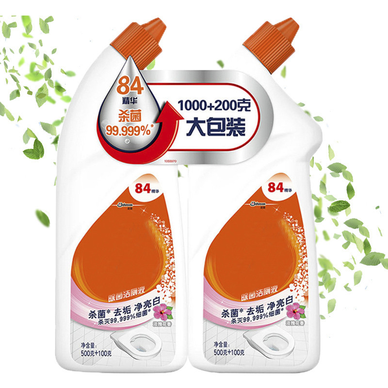 上海家化 厕液洁厕灵厕所清洁剂除菌洁厕液强力除垢7448 淡雅花香 0.6*2