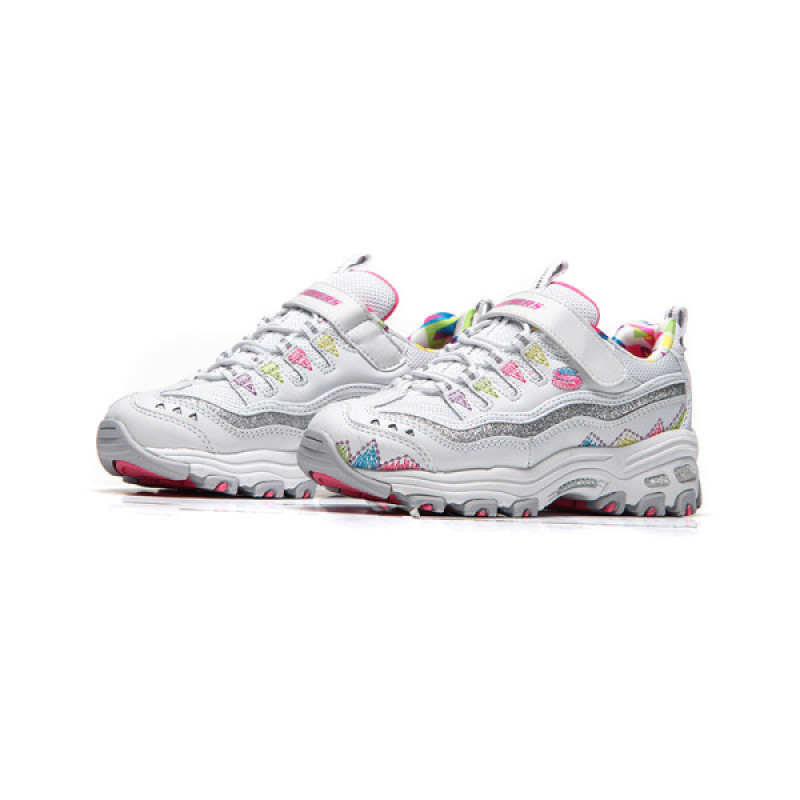 SKECHERS斯凯奇女小大童鞋2018新款熊猫鞋魔术贴运动休闲鞋80524L 80524L/WMLT白色+彩色 35码/适合脚长215mm