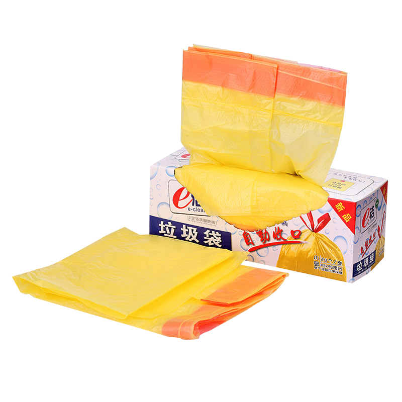 e洁垃圾袋 加厚自动收口 家用提绳塑料袋盒装大号50*60CM 16只/卷 白色
