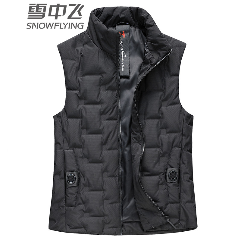 雪中飞男羽绒马甲短款轻薄休闲男士坎肩鸭绒背心马夹 175 黑色