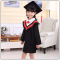 迪鲁奥（DILUAO)儿童演出服装中学生小学生博士服男女毕业礼服幼儿园学士服博士帽_751 黑红色新红边套装+证书 155-165cm衣长100c