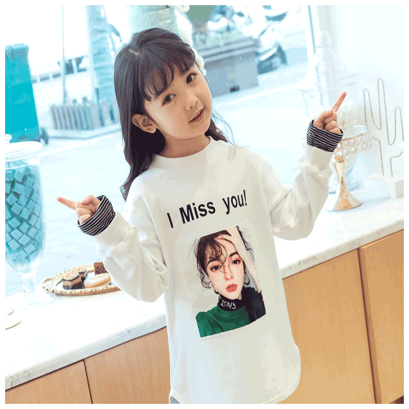 迪鲁奥（DILUAO)儿童春装2019新款洋气女童体T恤中长款假两件长袖女宝宝宽松上衣 联系客服 120cm