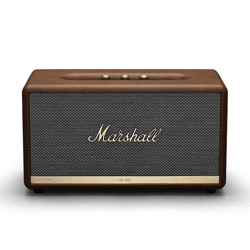 马歇尔Marshall STANMORE II VOICE 无线蓝牙智能语音音箱AI闹钟家用重低音炮音响 棕色
