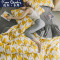 皮尔卡丹(Pierre Cardin)家纺 双面舒暖绒四件套加厚水晶珊瑚绒保暖法兰绒床上用品床单被套 浅芥末点点 适用1.5/1.8m床-被套2.0*2.3m