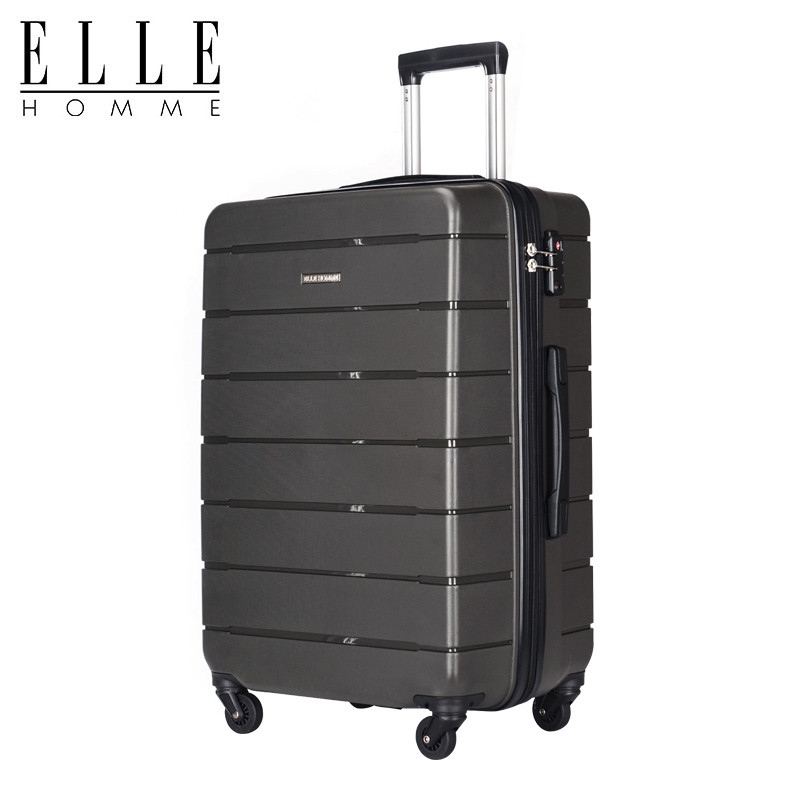 ELLEHOMME防刮耐磨轻便PP材质拉杆箱TSA海关密码锁防摔抗压旅行箱 20寸 灰色 20寸