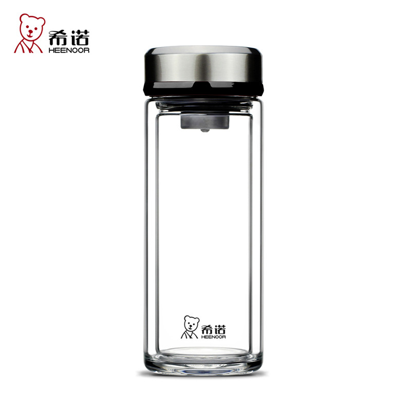 希诺双层玻璃杯 创意水晶杯子 男女士办公泡茶滤网水杯 XN-7031-290ML