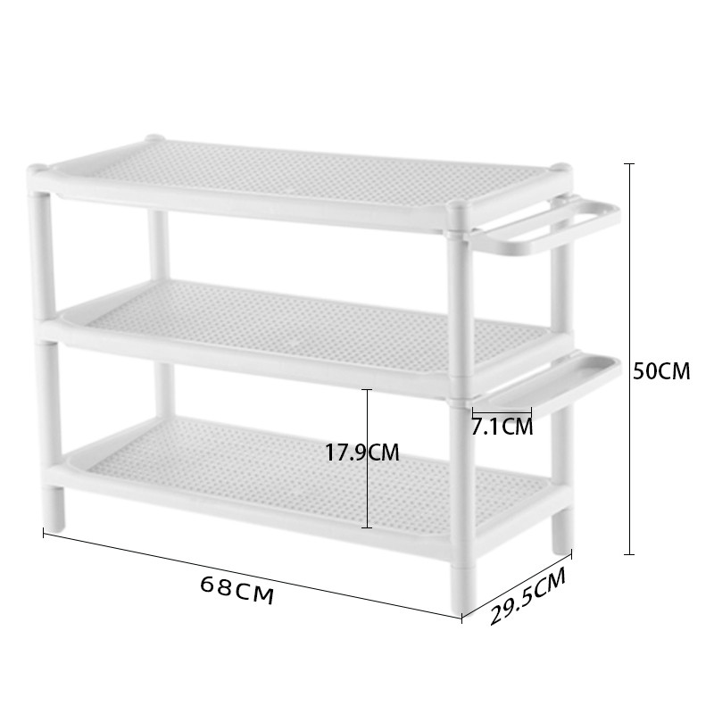 简易多层鞋架 - 家用经济型宿舍寝室防尘收纳鞋柜组装小鞋架子 3层大号鞋架(宽68cm)