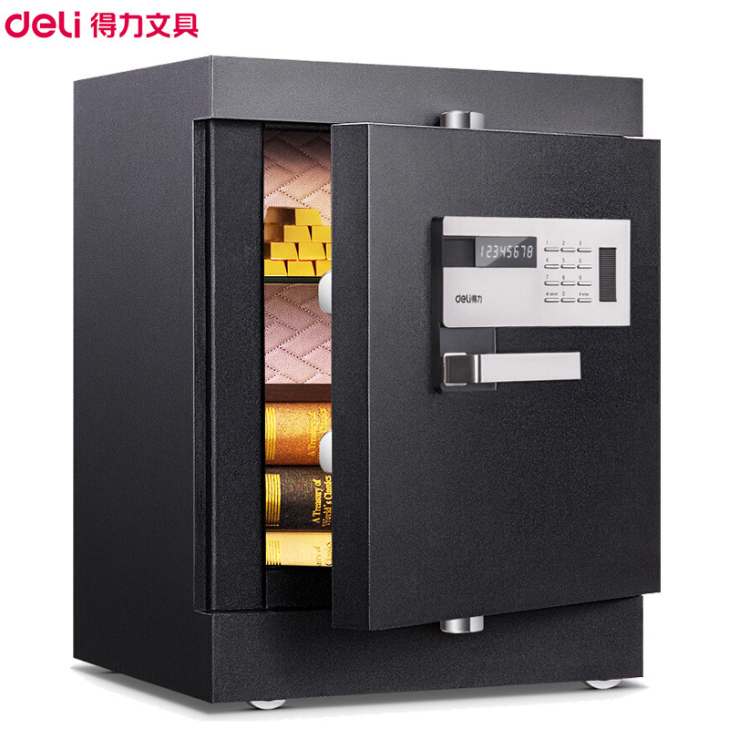 得力(deli)4094电子密码保险箱 黑色 高52cm 电子防盗保险箱 3C认证办公家用防盗合同资料保险柜