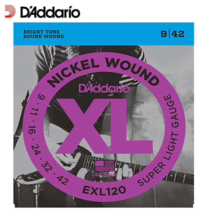 达达里奥(D'Addario)EXL120 电吉他弦 超细款电吉他琴弦 美产套弦 EXL120(009-042) 银色