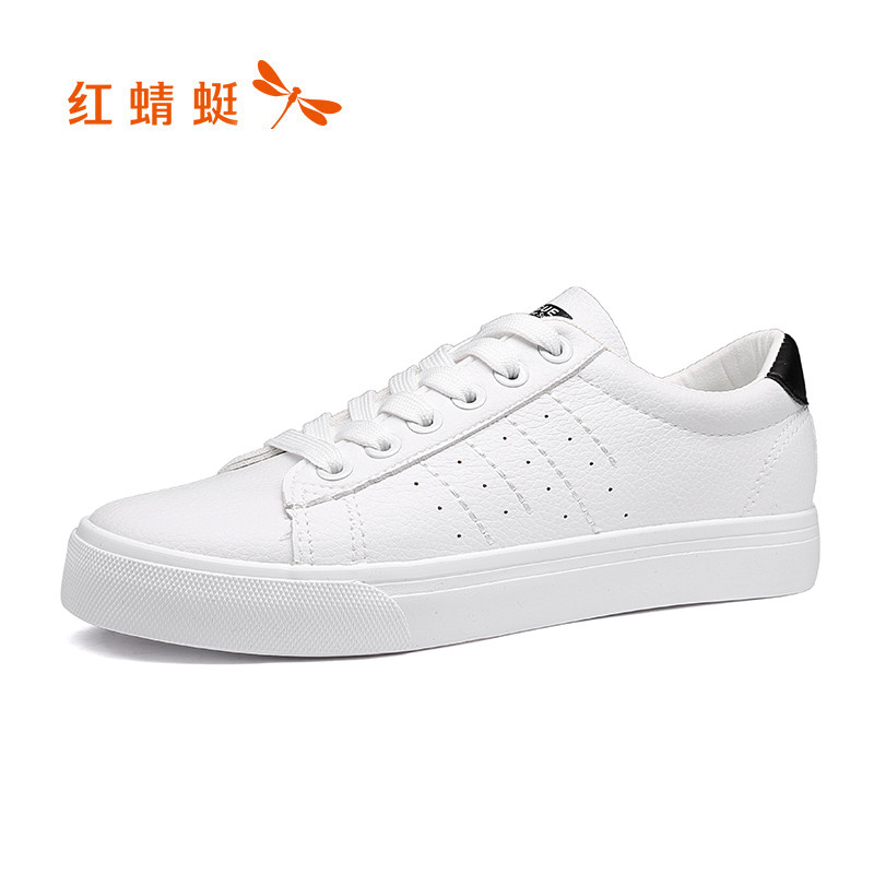 红蜻蜓女鞋2019夏季新款韩版百搭平底镂空休闲鞋系带网红小白鞋女 9301黑白 39码
