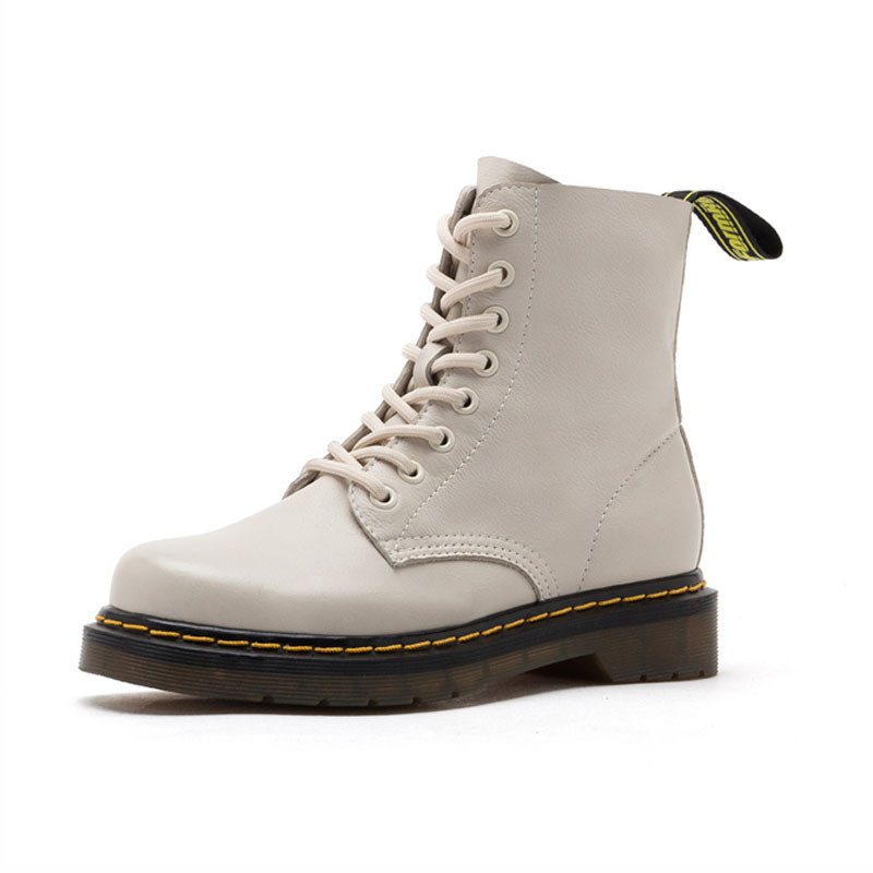 St&Sat/星期六2019秋冬新款圆头低跟方跟马丁靴女靴SS93116765 白色 37码