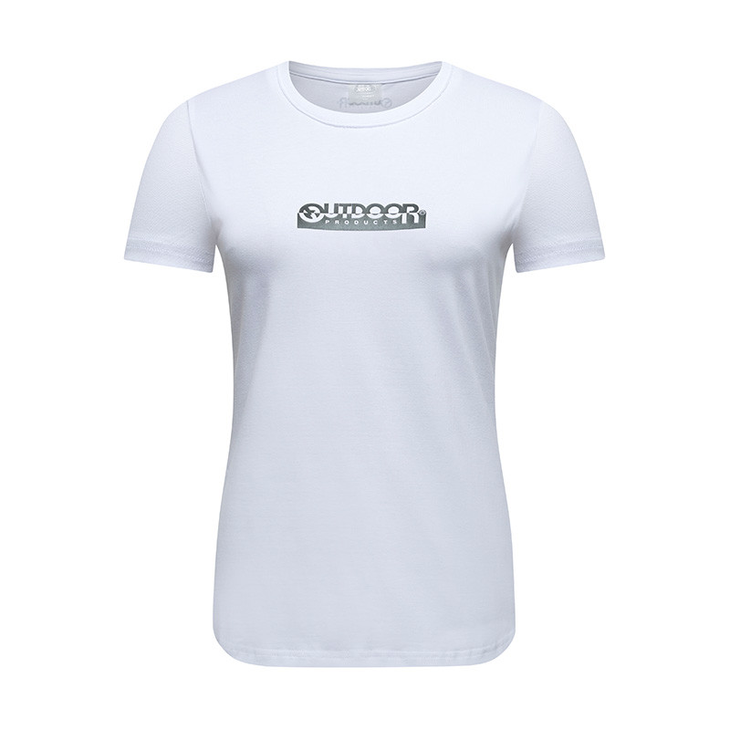 （OUTDOOR PRODUCTS）运动户外男女情侣短袖T恤圆领印花弹力透气上衣81017 ODAJG82017-0043/白色（女） S