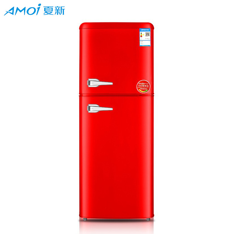 夏新(AMOI) BCD-116A156炽热红 116L 复古小型迷你家用办公室小型双门宿舍冷冻冷藏电冰箱