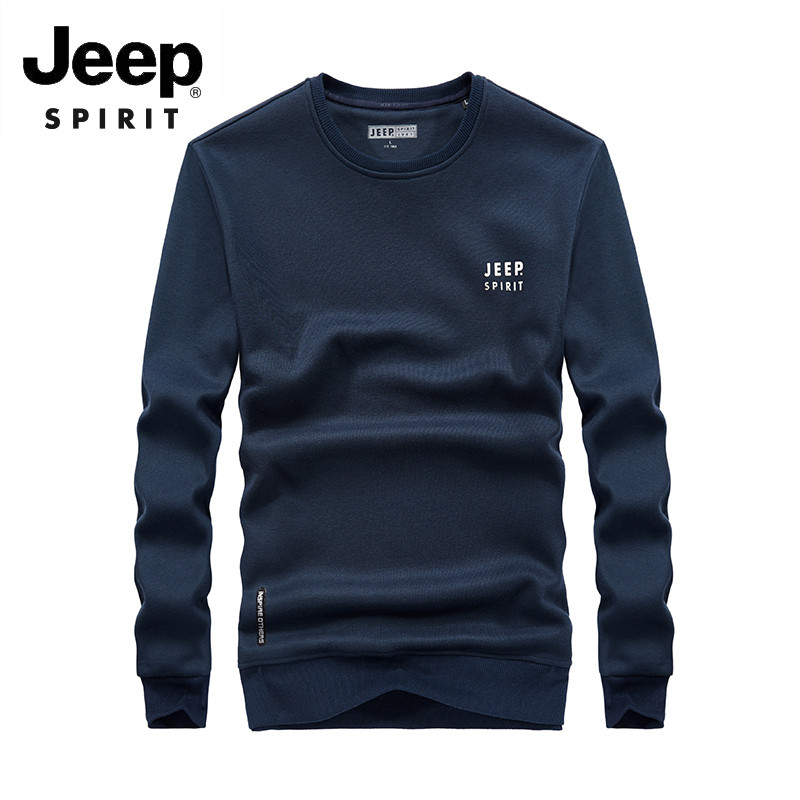JEEP/吉普2019秋新款时尚休闲简约长袖休闲男装上衣打底衫FSM M 蓝色