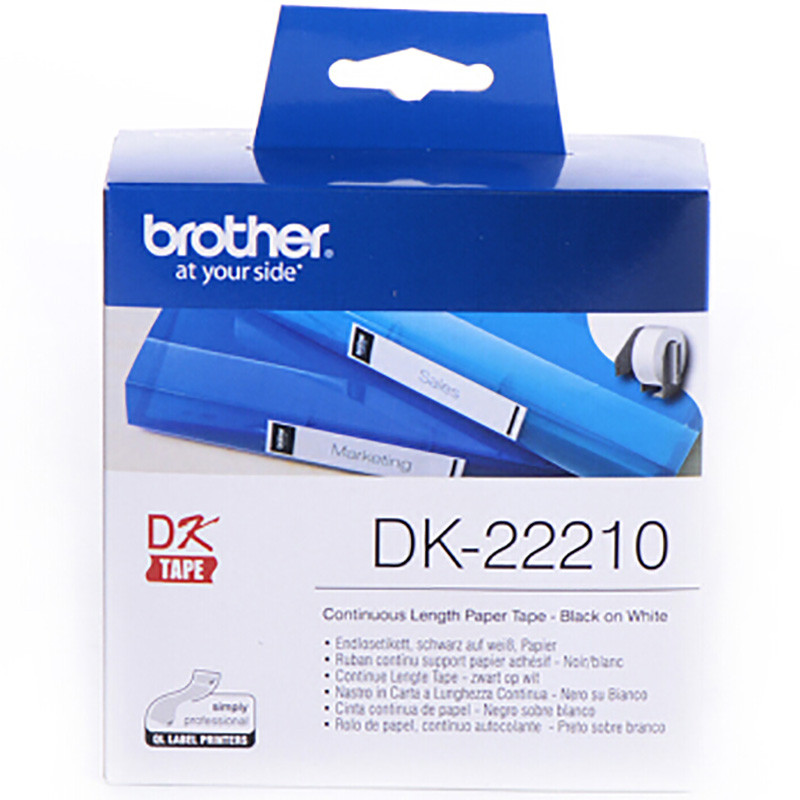 【精选】兄弟原装 DK-22210 29mm*30.48m白底/黑字(纸质) 标签色带