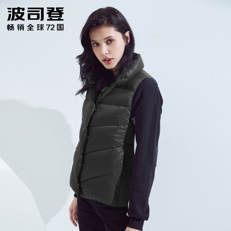 波司登羽绒马甲女短款轻薄女士秋季坎肩宽松马夹潮_1 155/80A 黑色8056