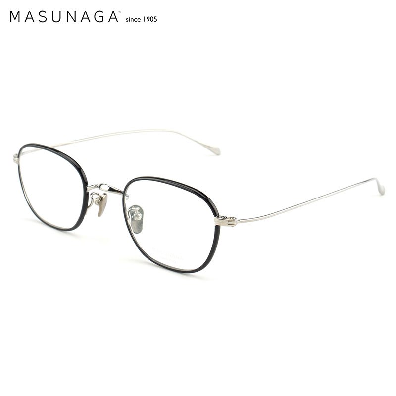 MASUNAGA增永眼镜男女复古手工全框眼镜架配镜近视光学镜架GMS-199TC #24黑框银腿