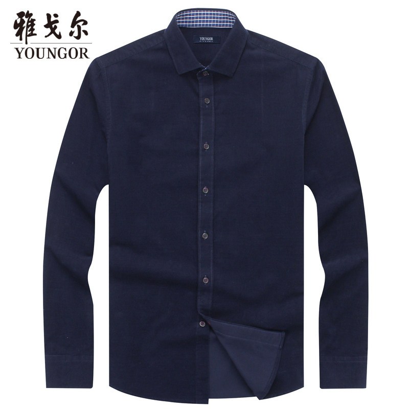 Youngor-CEO/雅戈尔秋季新品男士商务休闲黑色长袖衬衫005AQA 黑色 38